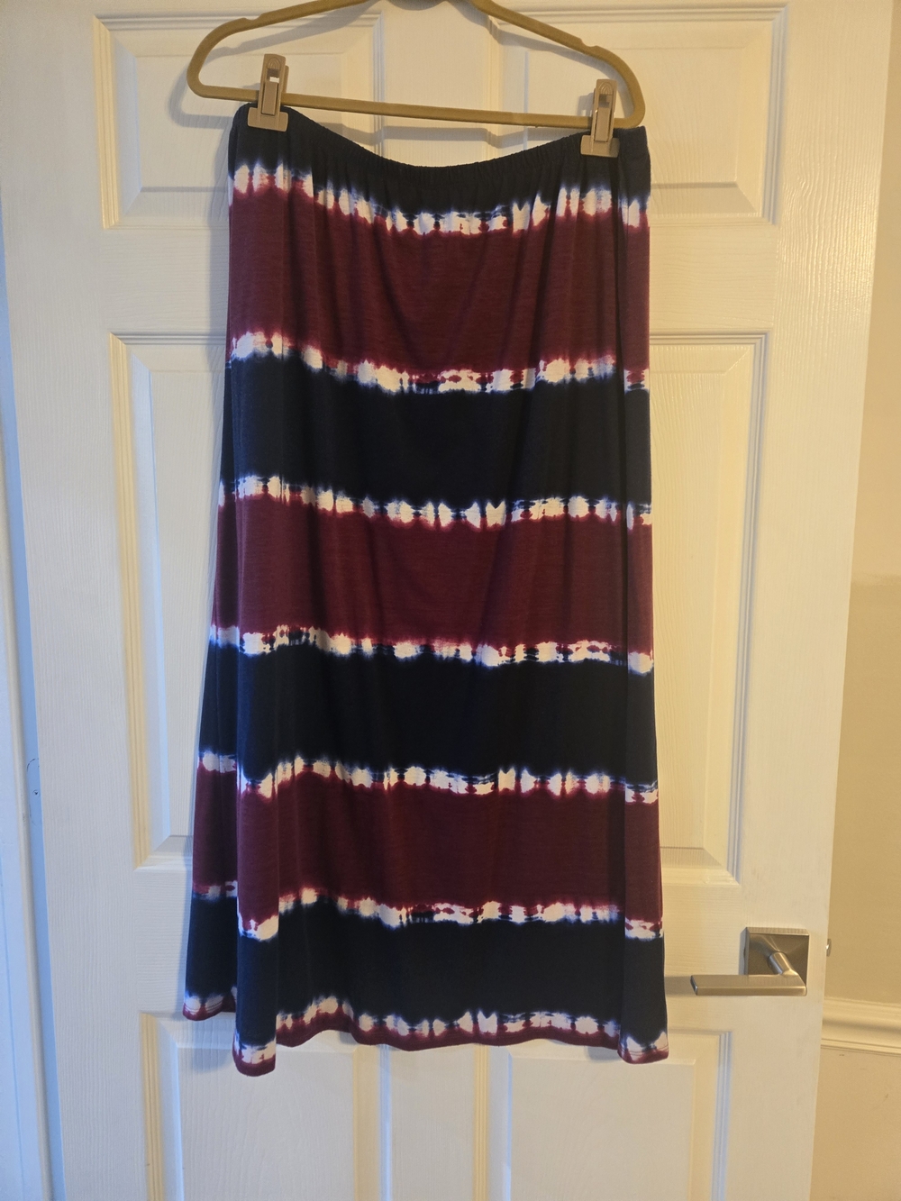 Faded Glory Navy & Burgundy Striped Maxi Skirt